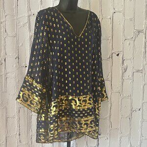 Calypso, St. Barth | Navy and Gold Tunic / Dress